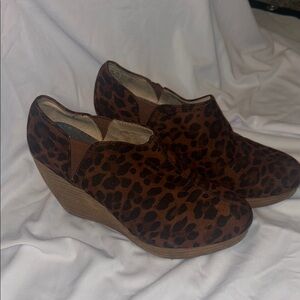 Leopard Print Wedge Ankle Boots